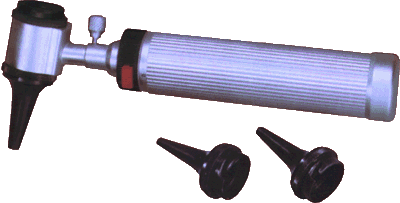 Оториноскоп волоконно-оптический ОСВш
серии "Быстрый ответ":
батарейная ручка с оториноскопической головкой
и 2-я металло-пластиковыми воронками